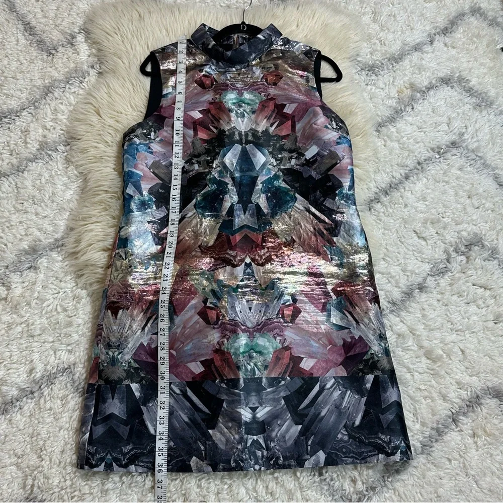 Ted Baker London Sleeveless Zip-Front Dress with Abstract Crystal Print - Picture 8 of 10